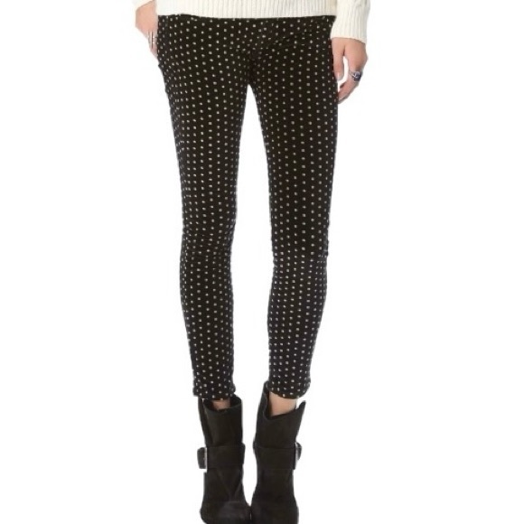 Free People Velvet Skinny Pants Polka Dot Cropped - Picture 1 of 10